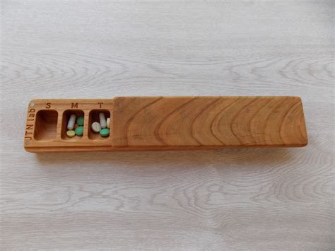 wood pill organizer